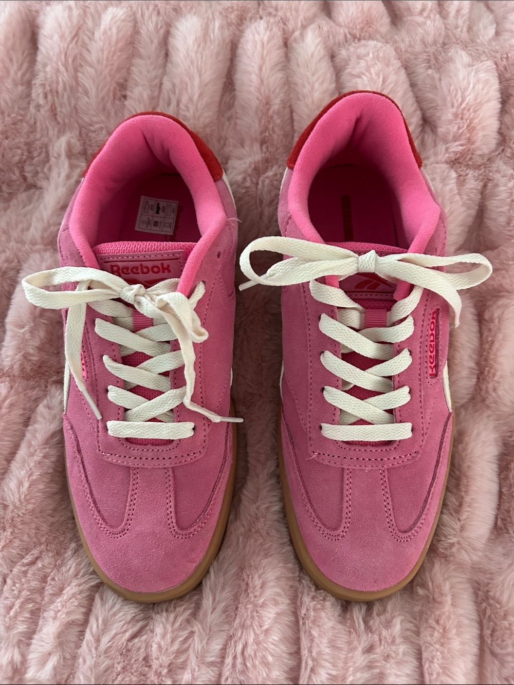 Reebok Pink Suede Women's Sneakers with White Laces